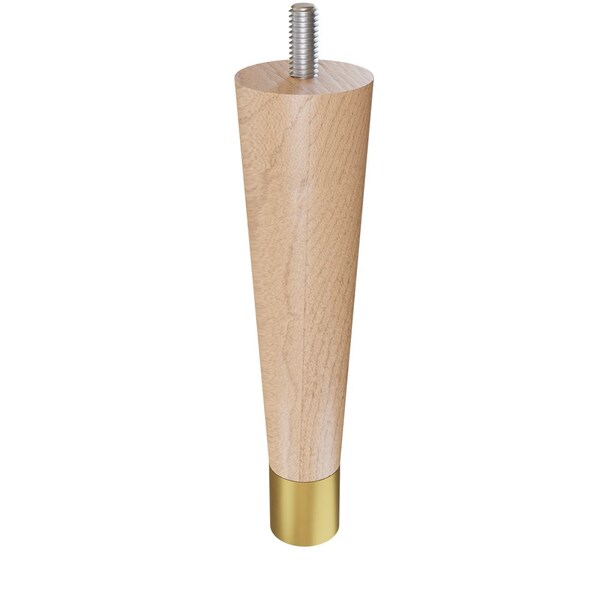 Designs Of Distinction 6" Round Tapered Leg with bolt and 1" Satin Brass Ferrule - Hardwood 01240006MASB6 - main